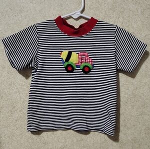 Squiggles by Charlie 100% Pima Cotton Top Shirt Stripes Cement Mixer Size 2t